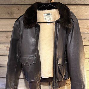 LL Bean Leather Bomber Jacket - Size 46 / L-XL